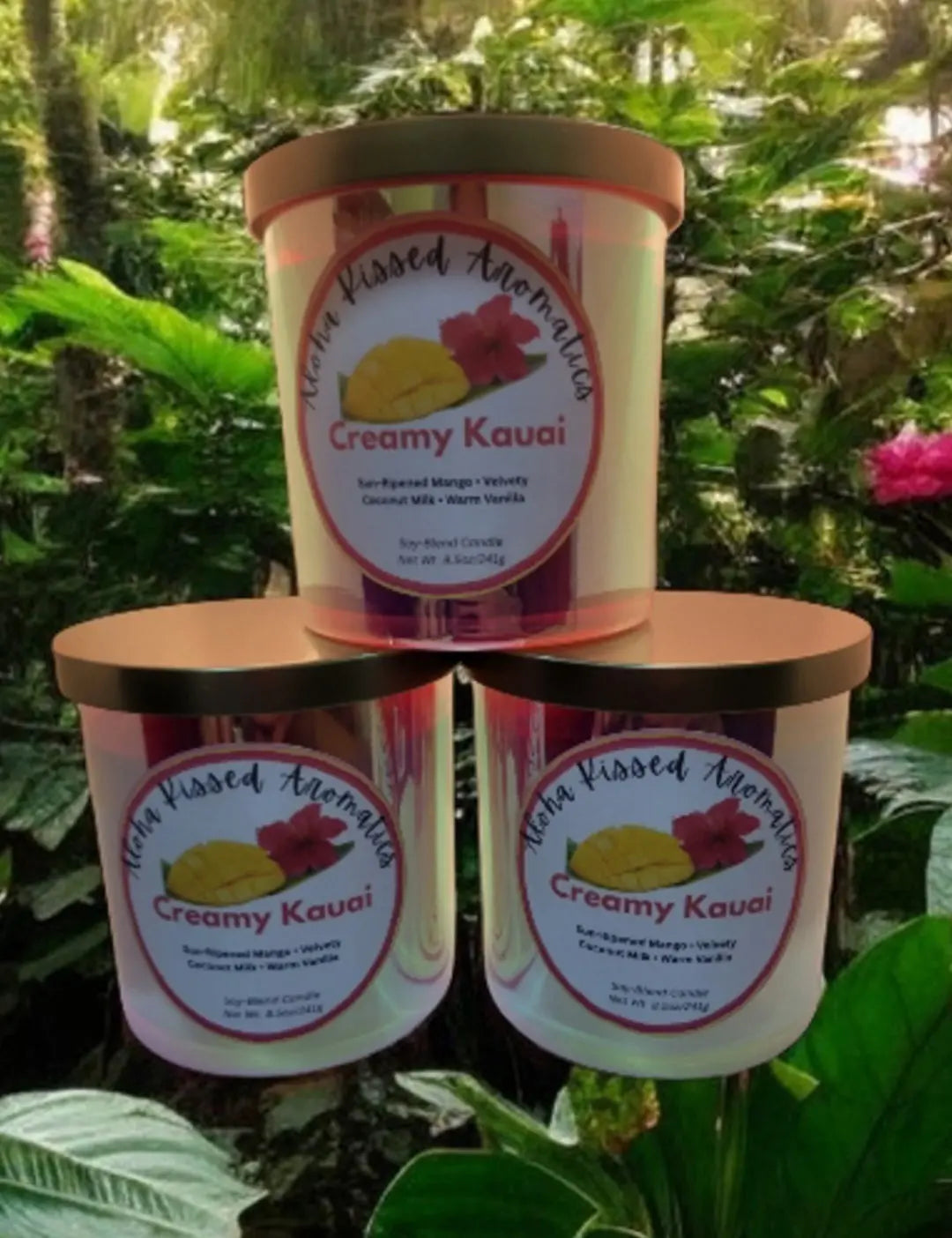 Creamy Kauai – Mango & Coconut Milk (Spiked Pineapple Edition) – 8oz Prism Glass Aloha Kissed Aromatics