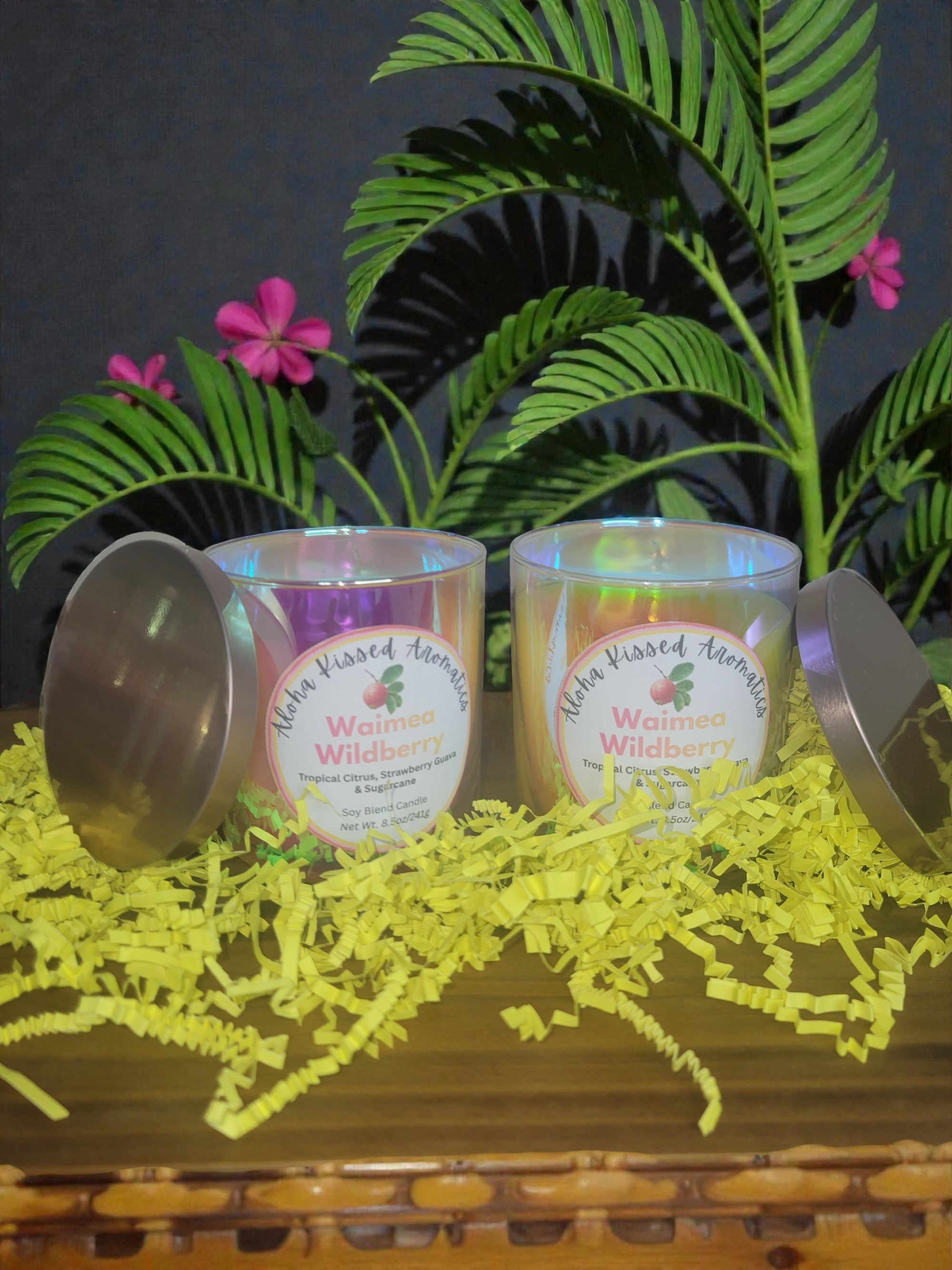 Waimea Wildberry fruity candle featuring tart island berries and premium fragrance oils.