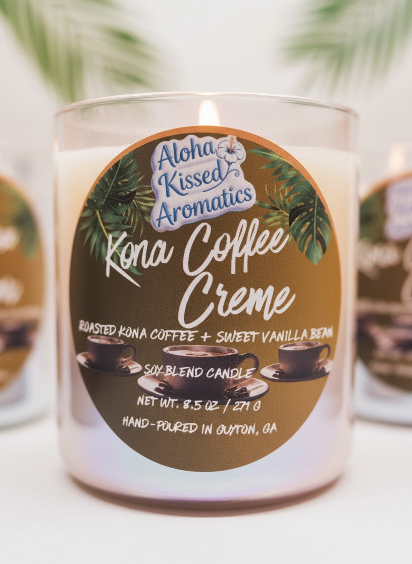 Kona Coffee Creme | Roasted Coffee & Vanilla Bean Luxury Prism Candle