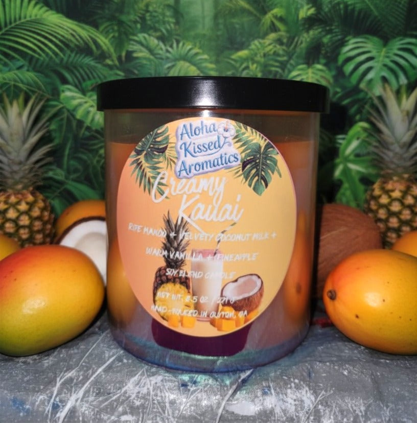 Creamy Kauai – Mango & Coconut Milk (Spiked Pineapple Edition) – 8oz Prism Glass