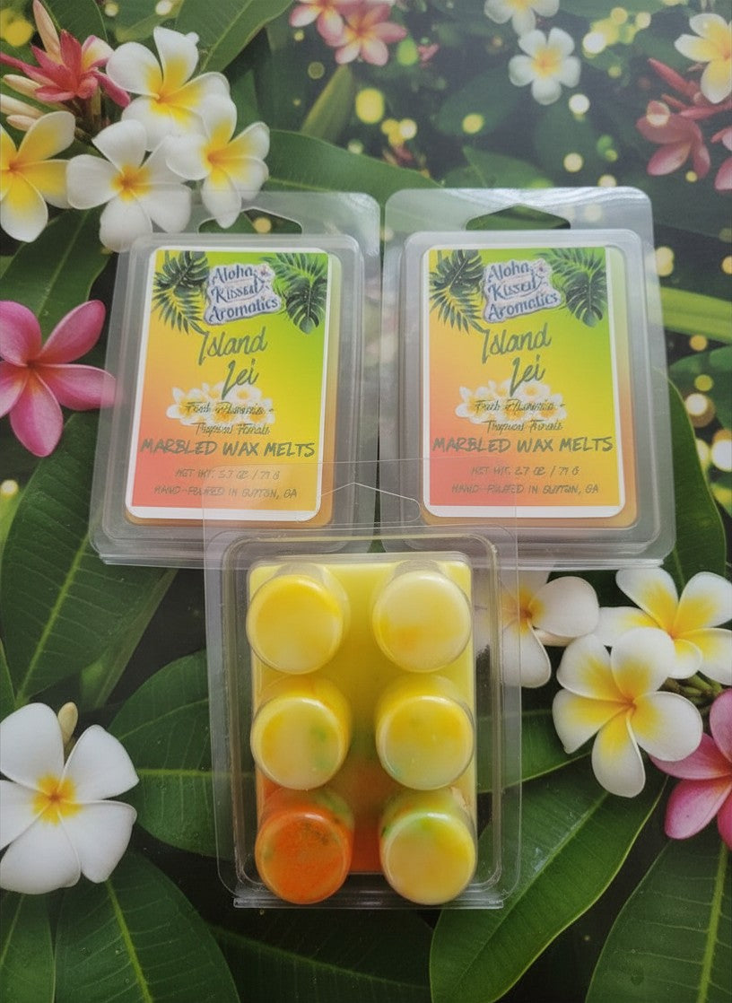 Island Lei – Hand-Marbled Wax Melts – Aloha Kissed Aromatics