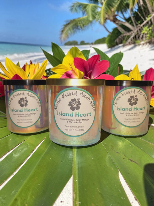 Island Heart | Lush Hibiscus, Juicy Mango & Warm Amber Prism Candle Aloha Kissed Aromatics